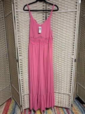 Torrid Pink Maxi Dress with Lace Waist Detail